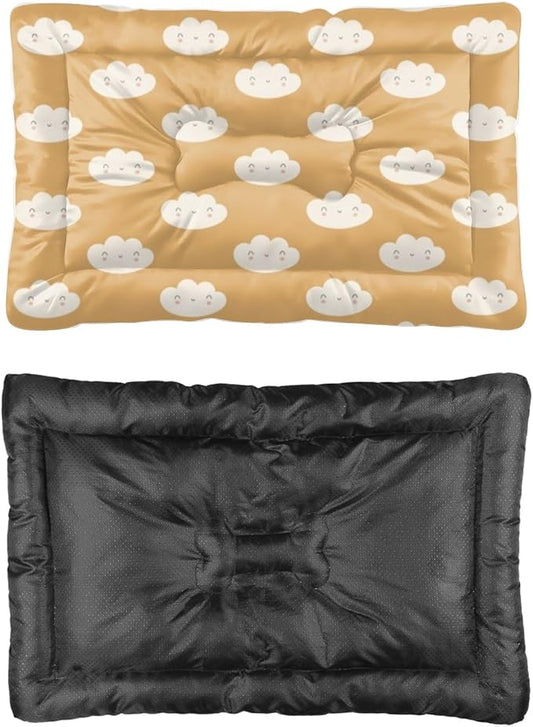 Cute Brown Clouds Dog Beds& Furniture Dog Crate Mattress Pad for Car Bed for Medium Crate Washable Non-Slip Bed Washable Small Beds Tear-Resistant Mat Doggy Indoor Outdoor 36X24 Inch