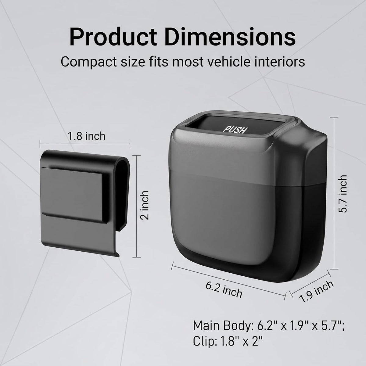 Car Trash Can with Lid, Mini Portable Hanging Clutter Canister with Trash Bags, Waterproof Leakproof Push-Button Storage Bucket, Universal Interior Accessories for Cars Trucks SUVs (Black)