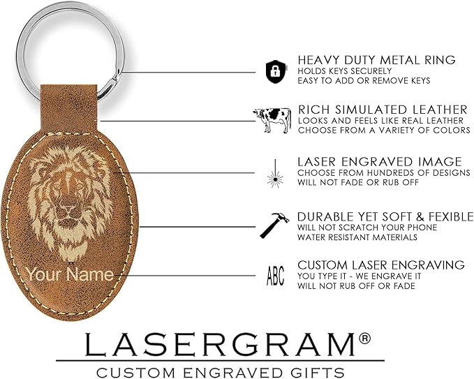 LaserGram Oval Keychain, Golfer Golfing, Personalized Engraving Included (Rustic with Gold)