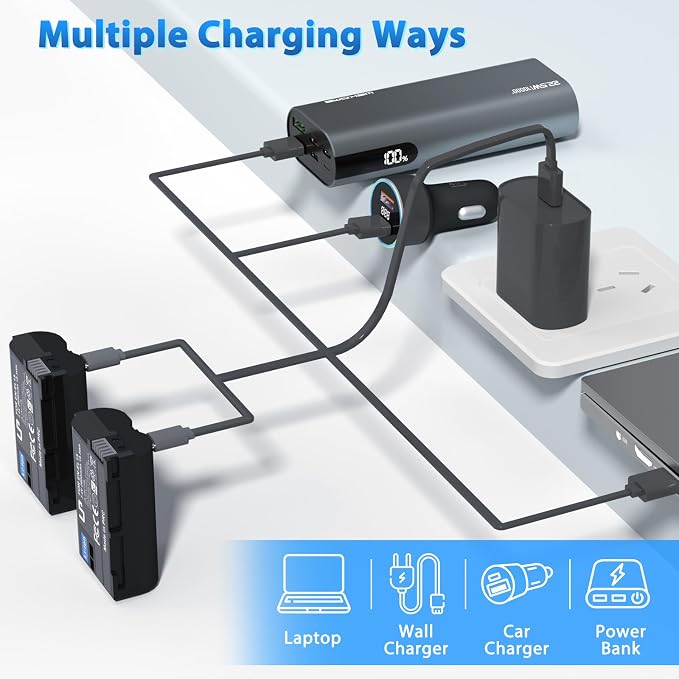 LP EN-EL15C Battery 2-Pack 2600mAh USB-C Fast Charging