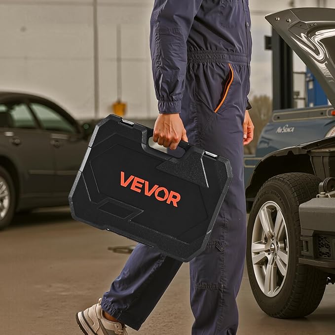 VEVOR Socket Set, 86 Pieces, 3/8 & 1/4 & 1/2 inch Drive Socket and Ratchet Set, SAE and Metric, Mechanic Tool Kit with Ratchet Wrench, Accessories and Storage Case, CR-V Alloy Steel, for Auto Repair