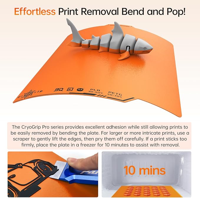 BIQU Cryogrip Pro Frostbite Matte Orange Cold Build Plate