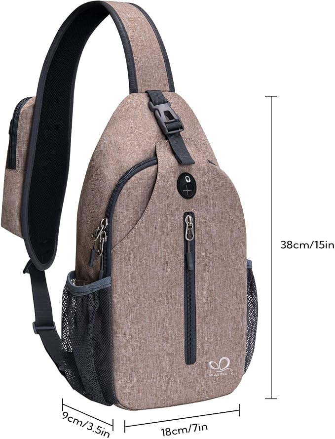 WATERFLY Crossbody Sling Backpack Sling Bag Travel Hiking Chest Bags Daypack