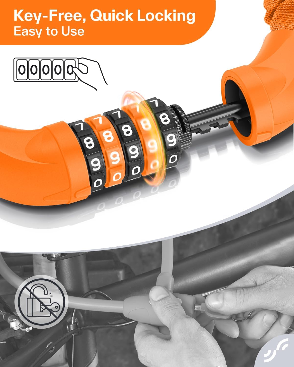 Sportneer Bike Lock - High Security 5 Digit Combination Anti-Theft Chain Lock | 3.2/3.6/4ft Heavy Duty for Bikes, Motorcycles, Scooters & Gates - 4/6mm Thick, Easy to Use