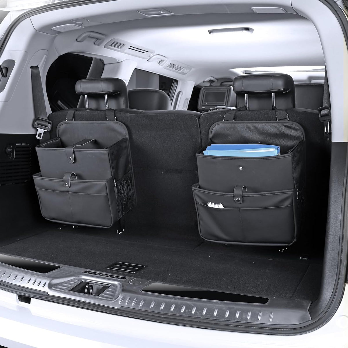 TAIKOO Front Seat Car Organizer Passenger Seat Organizer for Car Truck SUV | Leather Car Seat Organizer with Large 13.8" Pocket for Laptop Tablet File Folder, Hanging Backseat Storage for Vehicle