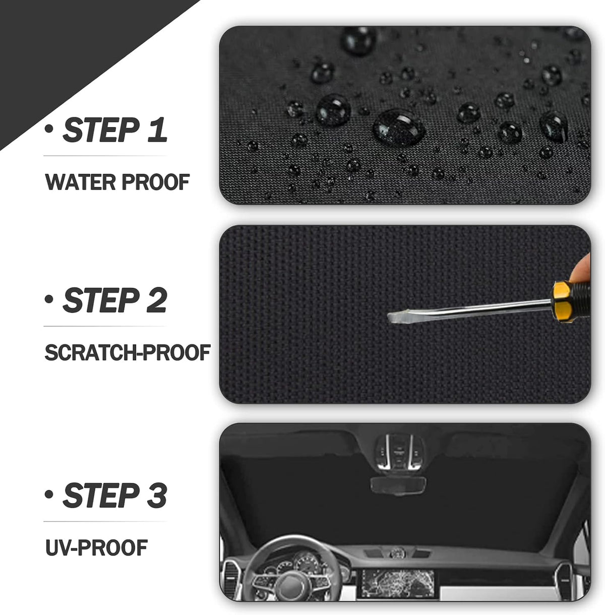 Car Windshield Snow Cover, Upgraded 600D Oxford Fabric Windshield Frost Cover, 75×47 Inch Wind and Snow Protection Kit, Four Seasons Car Windshield Sunshade and Snow Cover, Universal Truck, SUV, Car