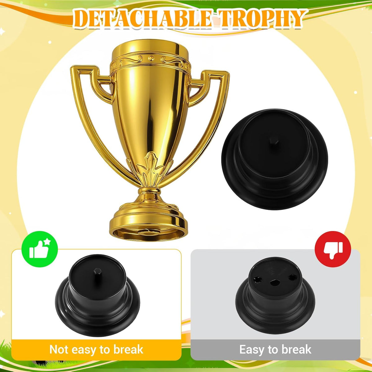 Skiennix Mini Trophies - Bulk Plastic Gold Trophy Cups for Kids' Sports Tournaments | 3.4 Inches