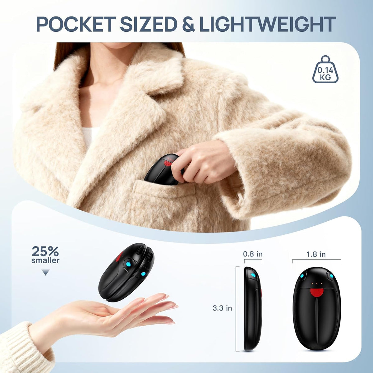 Skiennix Rechargeable Hand Warmers - 20 Hours of Heat | Portable 2-Pack for Outdoor Activities