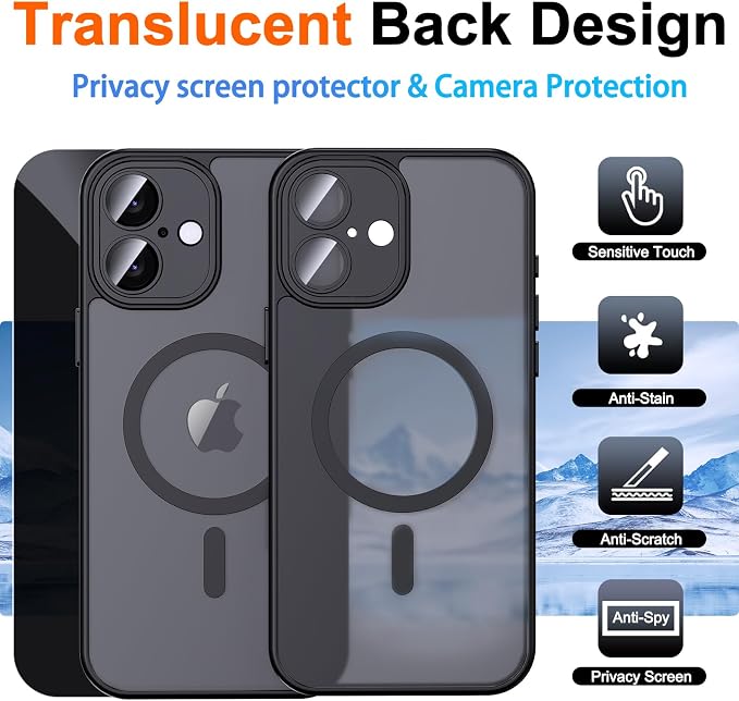 for iPhone 16 Case with Privacy Screen Protector and Camera Protection