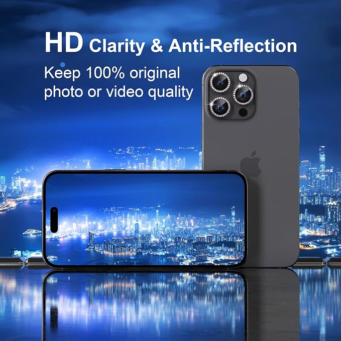 Misea Compatible for iPhone 16 Pro/iPhone 16 Pro Max Camera Lens Protector Bling