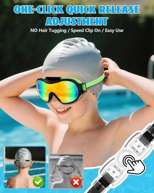 Aegend Swim Goggles for Kids 3-15 | Anti-Fog, UV Protection & Wide Vision | Waterproof, No Leak Design
