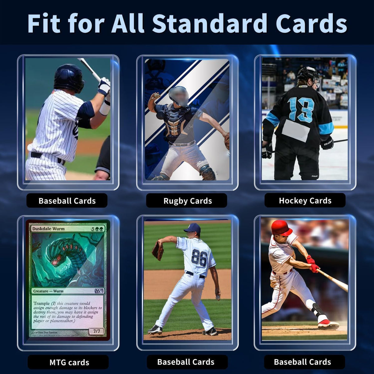 Skiennix 200 Card Sleeves - Premium Hard Plastic Trading Card Holders | 3" x 4" Protectors for Sports Cards
