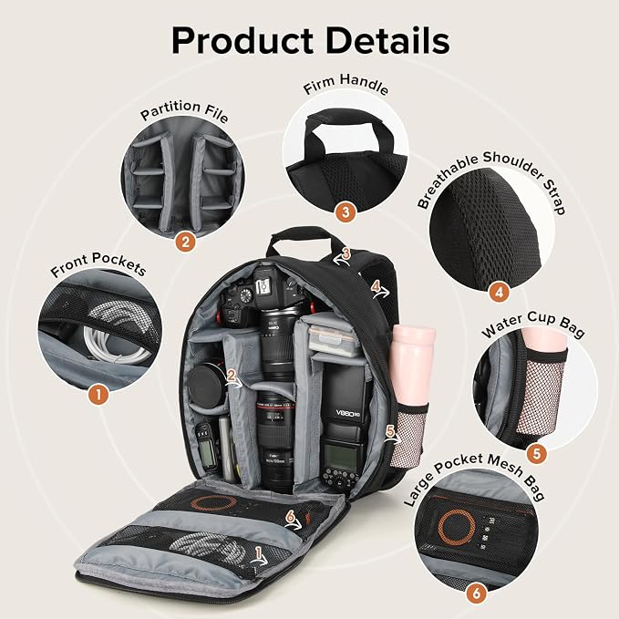 Camera Backpack Bag Small- Waterproof Professional DSLR Camera Bag Photography