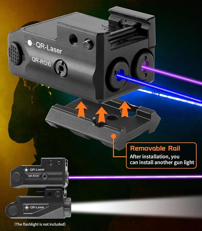 Red Green Purple Blue Laser Light Combo, 800 Lumens Tactical Flashlight Laser