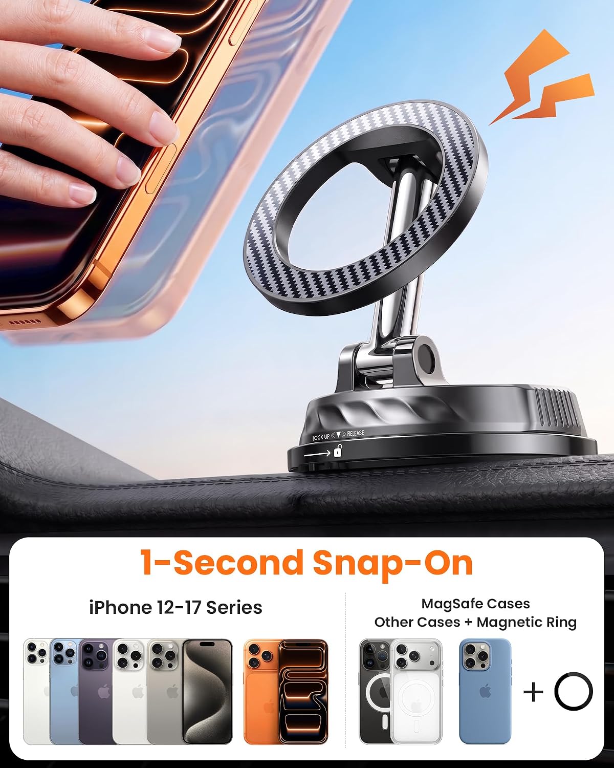 for Magsafe Car Mount, [2026 Ultra Vacuum] Magnetic Phone Holders