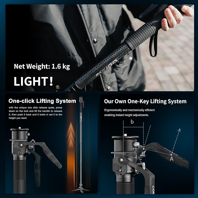 COMAN M1pro 65" Carbon Fiber Monopod