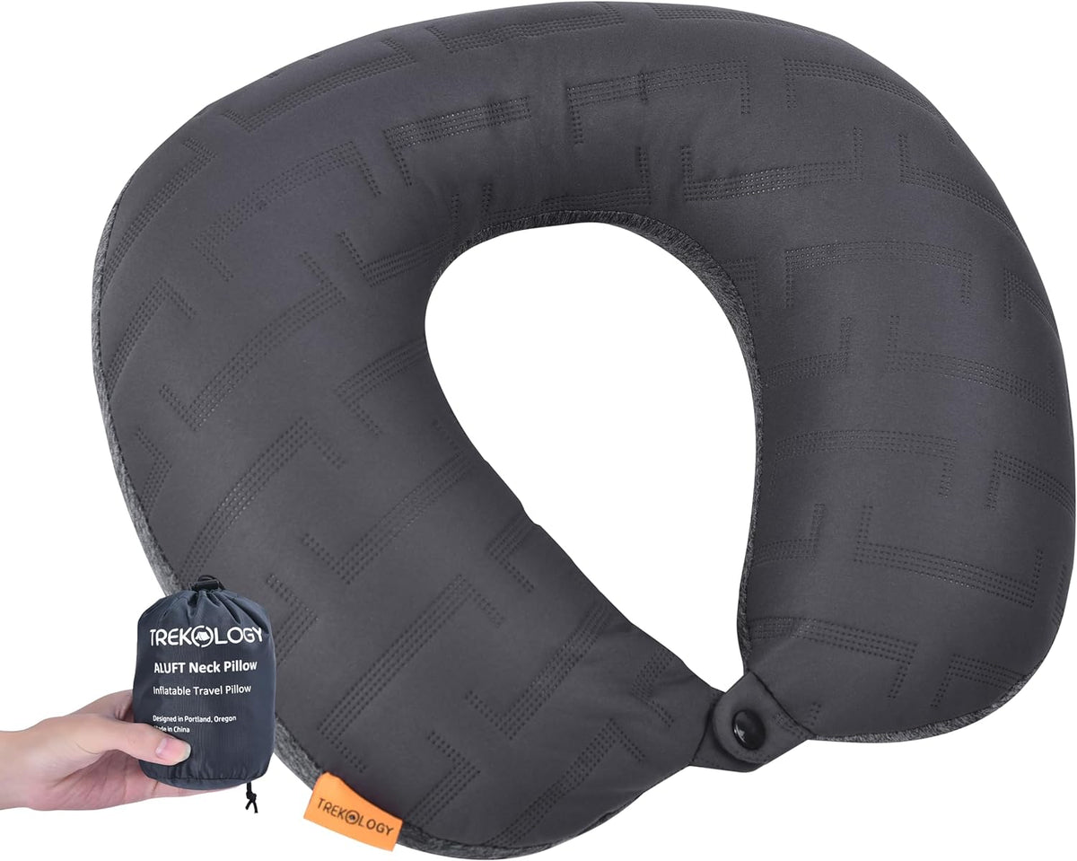 TREKOLOGY Inflatable Neck Pillow for Traveling - Inflatable Travel Pillow for Airplanes - Neck Air Pillow, Blow Up Travel Pillows for Neck Support