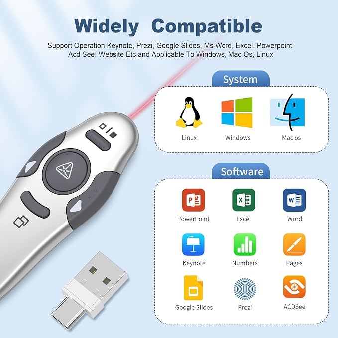 QUI Presentation Clicker Wireless Presenter Remote Clicker