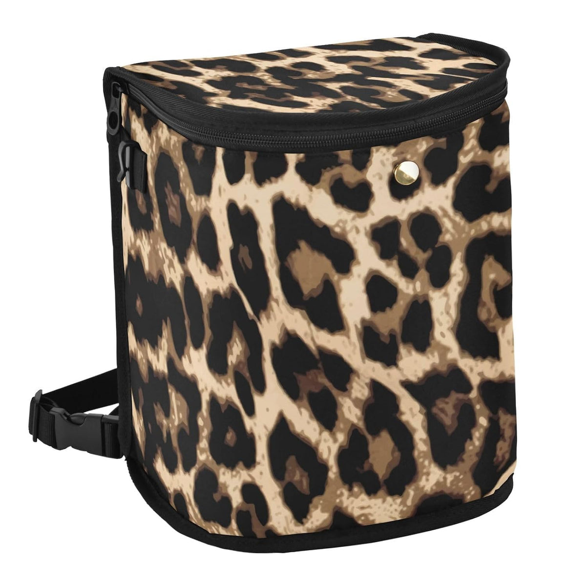 Bolaz Spill-Proof Car Trash Can | Leakproof Lining | Seat Hanging Auto Garbage Bag with Zipper Lid Hipster Black Leopard Print Car Organizer Storage Bag