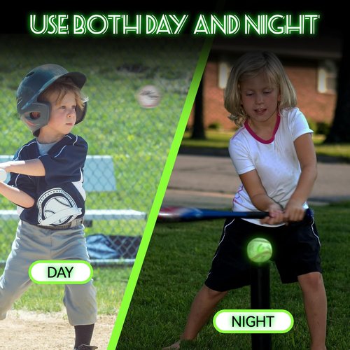 Glow-in-the-Dark Foam Baseballs by [Brand Name] - 17-Pack Light-Up T-Ball Set for Kids 3-10 | Perfect Outdoor Nighttime Toys