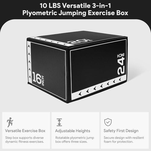BalanceFrom 3-in-1 Foam Plyometric Jump Box - Versatile Non-Slip Design for Strength & Agility Training