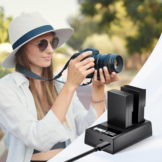 LP EN-EL9 EN EL9a Battery Charger, LCD Display & USB-C Dual Slot Charger