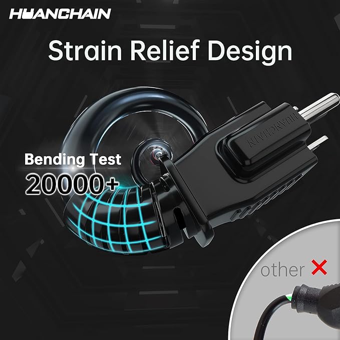 HUANCHAIN Black Outdoor Extension Cord 50 ft Waterproof, Indoor 16/3 Gauge Flexible Resistant Appliance Extension Cord Outside, 13A 1625W 16AWG SJTW, 3 Prong Electric Cable, ETL Listed