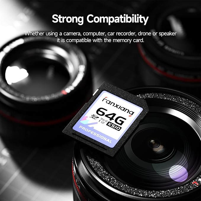 fanxiang 64GB SDXC Memory Card SD Card, Full-HD & 4K Video,