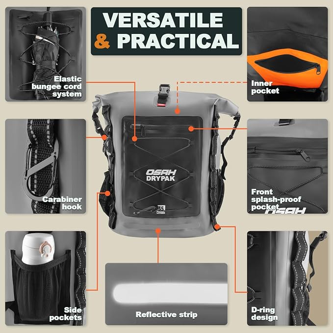 OSAH DRYPAK Waterproof Backpack Dry Bag 35L/55L/85L – Heavy Duty Roll-Top