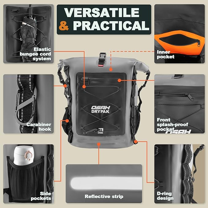 OSAH DRYPAK Waterproof Backpack Dry Bag 35L/55L/85L – Heavy Duty Roll-Top