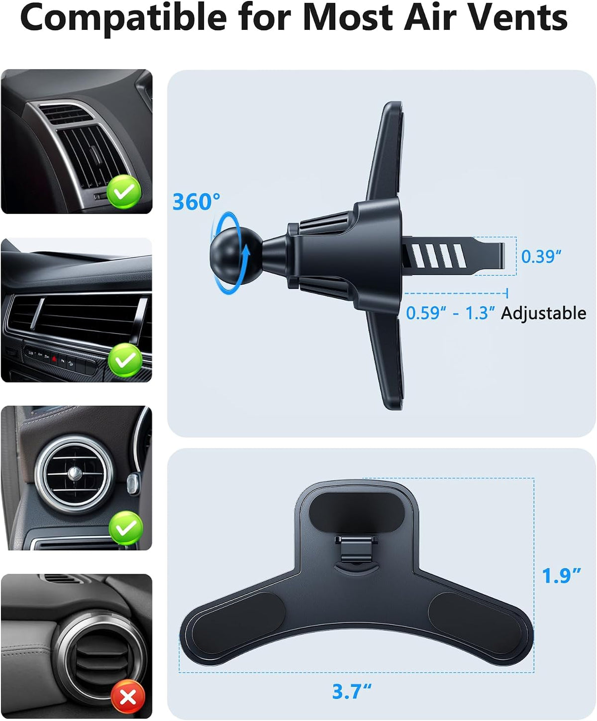 Z Fold 8 7 Car Mount Holder, Car Vent Phone Mount for Z Fold Tablet iPhone