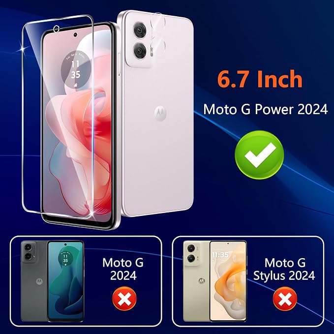 Designed for Motorola Moto G Power 5G 2024 Tempered Glass Screen Protector +