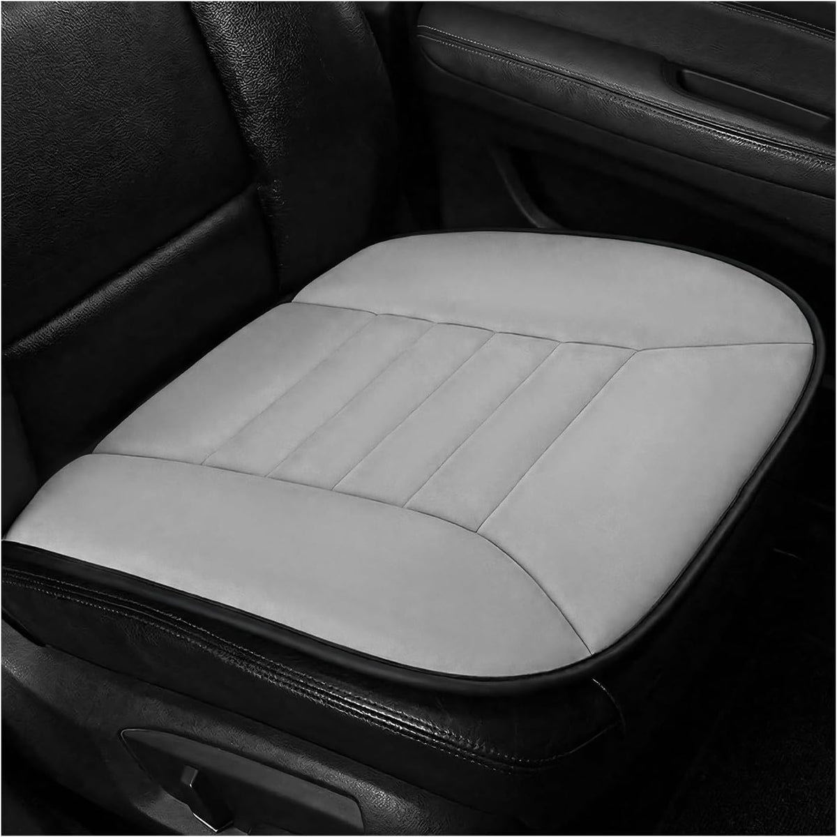Car Seat Cushion, 1.2" Thick Comfort Memory Foam Seat Protector with Non-Slip Rubber Bottom, Breathable Fabric Driver Seats Cushion Pad for Sciatica Tailbone Back Pain Relief (Black)