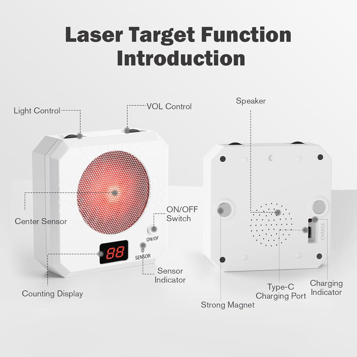 Skiennix 9mm Laser Training Cartridge - Rechargeable Dry Fire Target with 5 Difficulty Levels for Shooting Practice