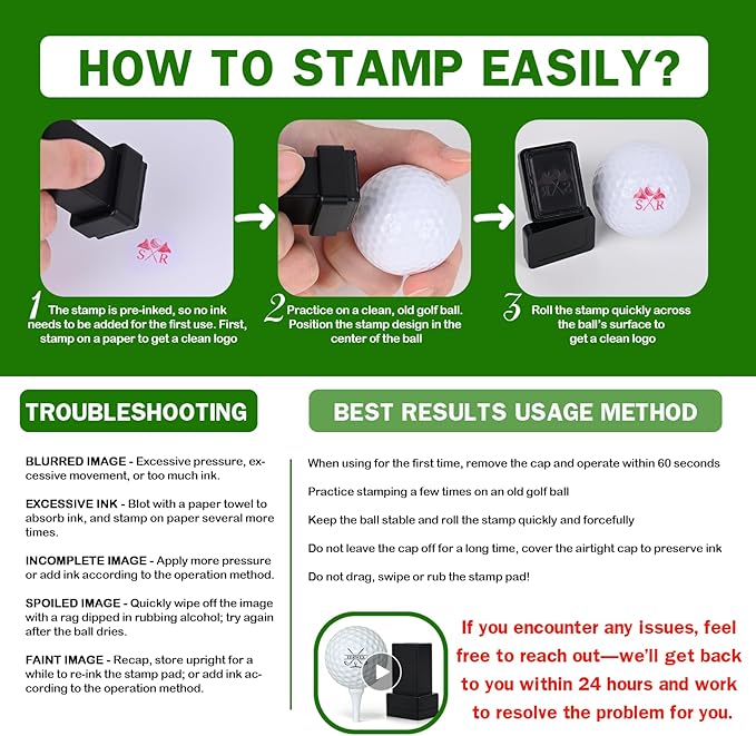 Custom Golf Ball Stamp | Self-Inking Golf Stamp with Magnetic Leather Golf Ball Marker Set | Quick-Dry Permanent Golf Balls Marking Tool | Golf Accessories Birthday for Men Dad