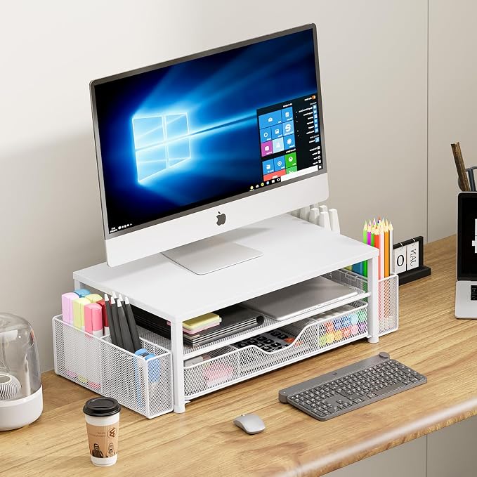 OPNICE Desk Organizers and Accessories, 2-Tier Computer Monitor Stand Riser