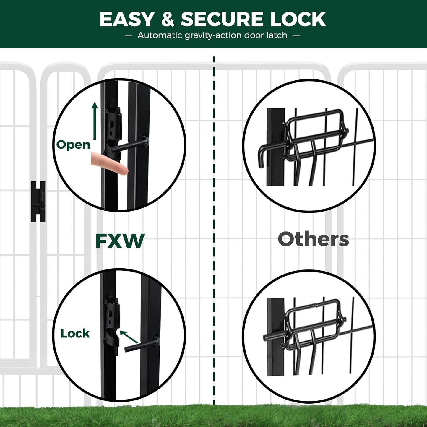 FXW Rollick Unleashed Dog Playpen for Indoor, Yard, RV Camping, 32 inch 32 Panels for Small and Medium Dogs, Black│Patented