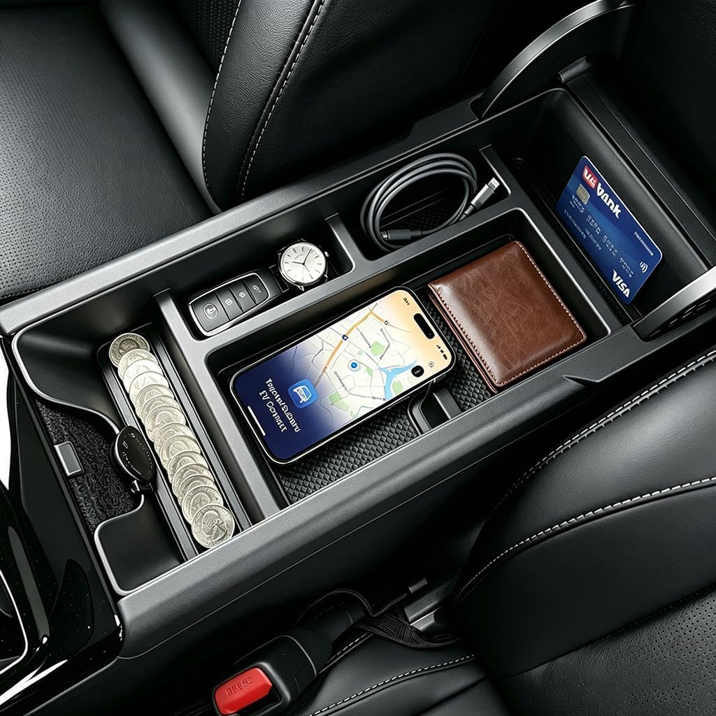 Autorder Center Console Organizer for 2025-2026 Toyota Camry Accessories Armrest Storage Box Secondary Insert Tray with Anti-Slip Mat