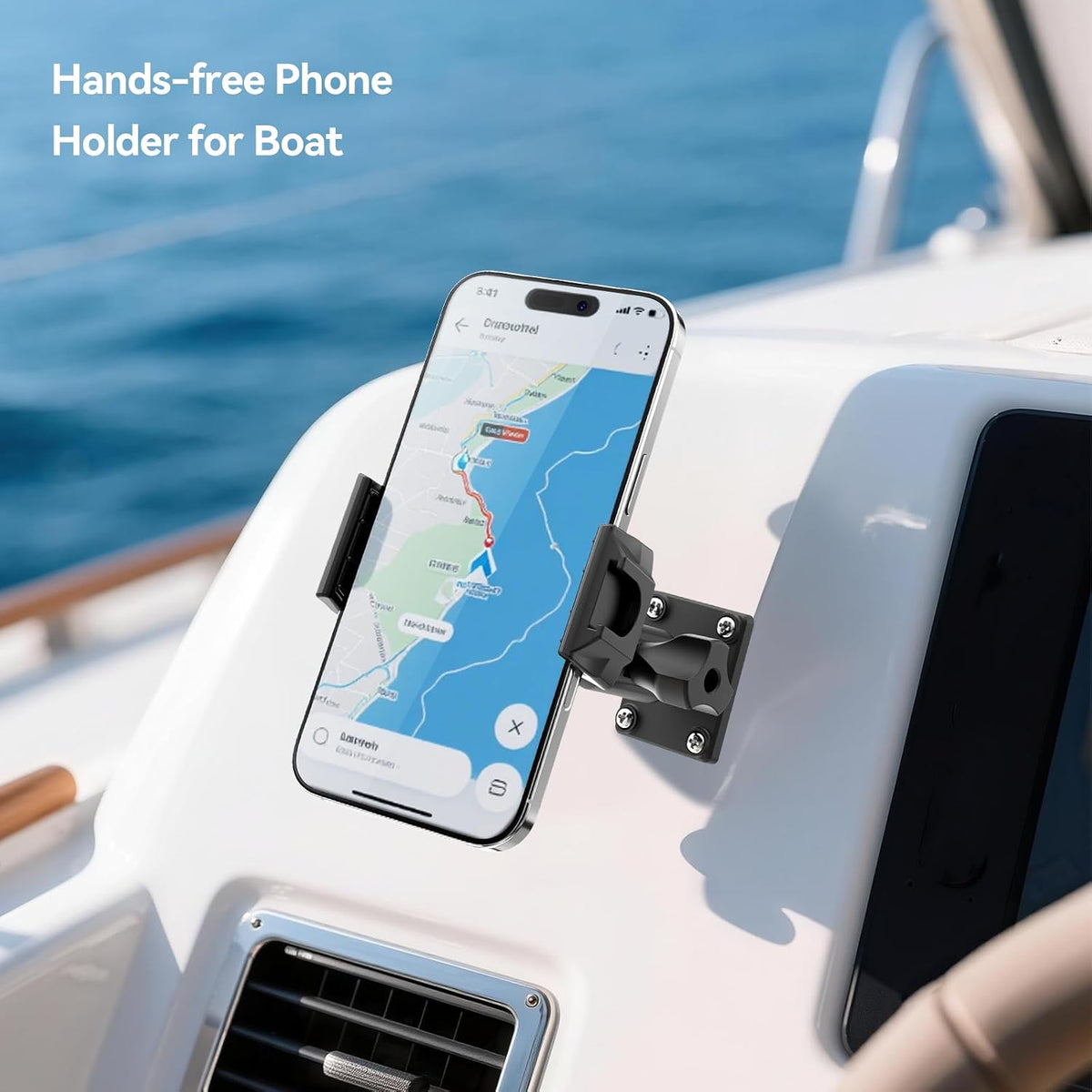 MAGJIEYX Car Phone Holder for Truck/Wall/Boat, Drill-Base Mount for Van/Dashboard Durable 360°Adjustable & Firm Grip Clamp Stand Compatible with 4.7"-6.9" iPhone/HTC/LG/Nexus/Samsung/Huawei