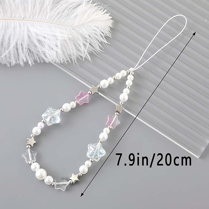 Beaded Phone Charm Lanyard Strap Girly Style Fixed Beads Pearl Lanyards