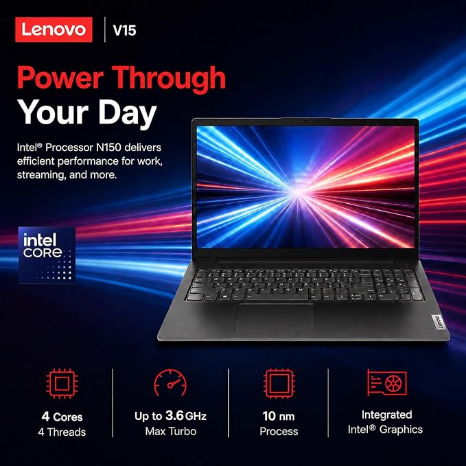 Lenovo New 15.6" FHD Business Laptop(2026-2027 Premium Edition), Intel Powerful Processor, 8GB DDR5, 256GB PCIe, Ultra Slim Design, Wi-Fi 6, 14.5-Hour Battery Life, Windows 11 Pro with MS 365 for Web