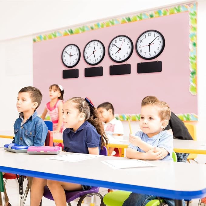 Silent Wall Clocks with Chalkboards and Marker, Battery Operated Round Multi