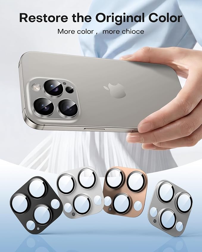 TAURI 2 Pack for iPhone 16 Pro Max/16 Pro Camera Lens Protector, Full Coverage