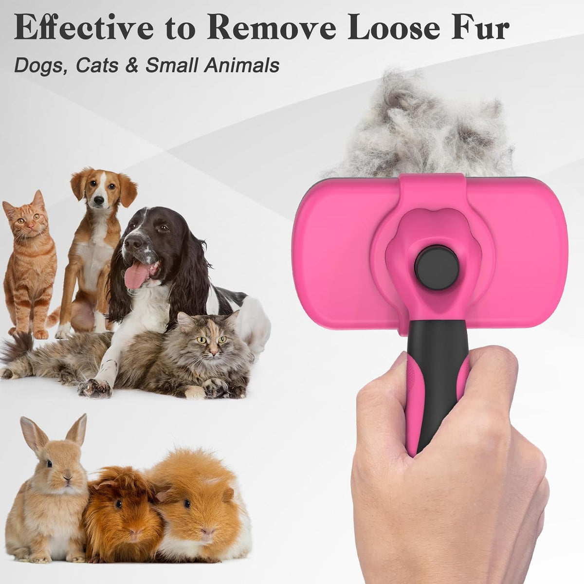 Swihauk Self-Cleaning Slicker Brush - Skin-Friendly Grooming & Deshedding for Dogs & Cats | Pink
