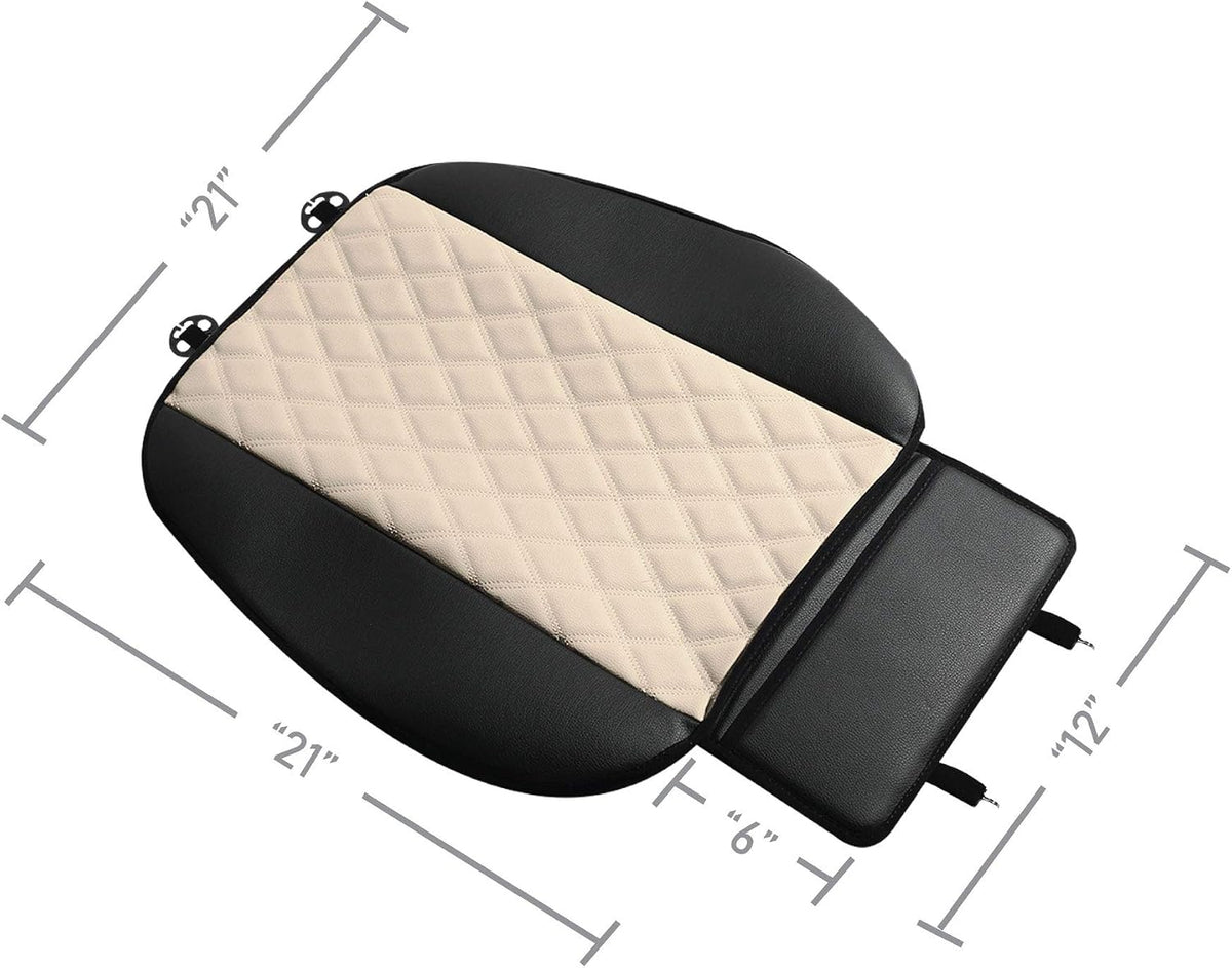 FH Group Car Seat Cover Cushion - 2 Pack Seat Covers for Cars Trucks SUV, Faux Leather Car Seat Cushions, Waterproof Car Seat Cover Cushion, Universal Fit Car Seat protector Front Set Beige