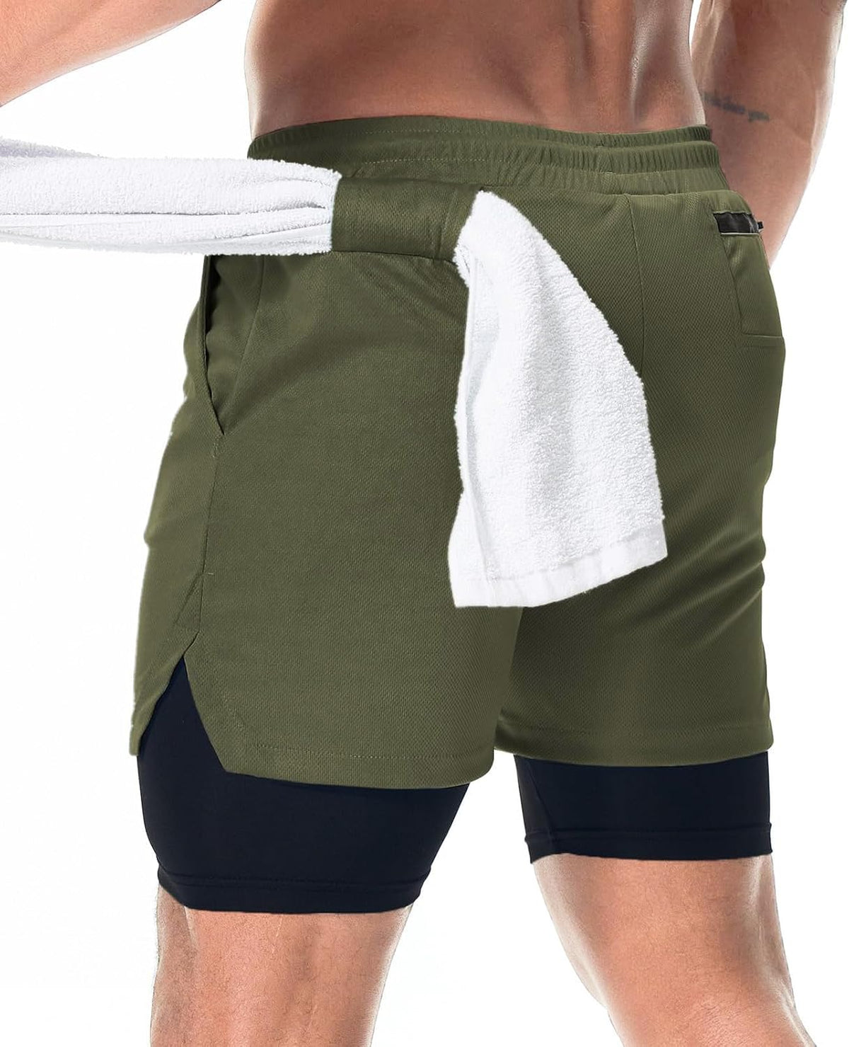 Surenow Men's Athletic Gym Shorts - Quick Dry Lightweight 2-in-1 Running Shorts with Pockets | 3 Pack