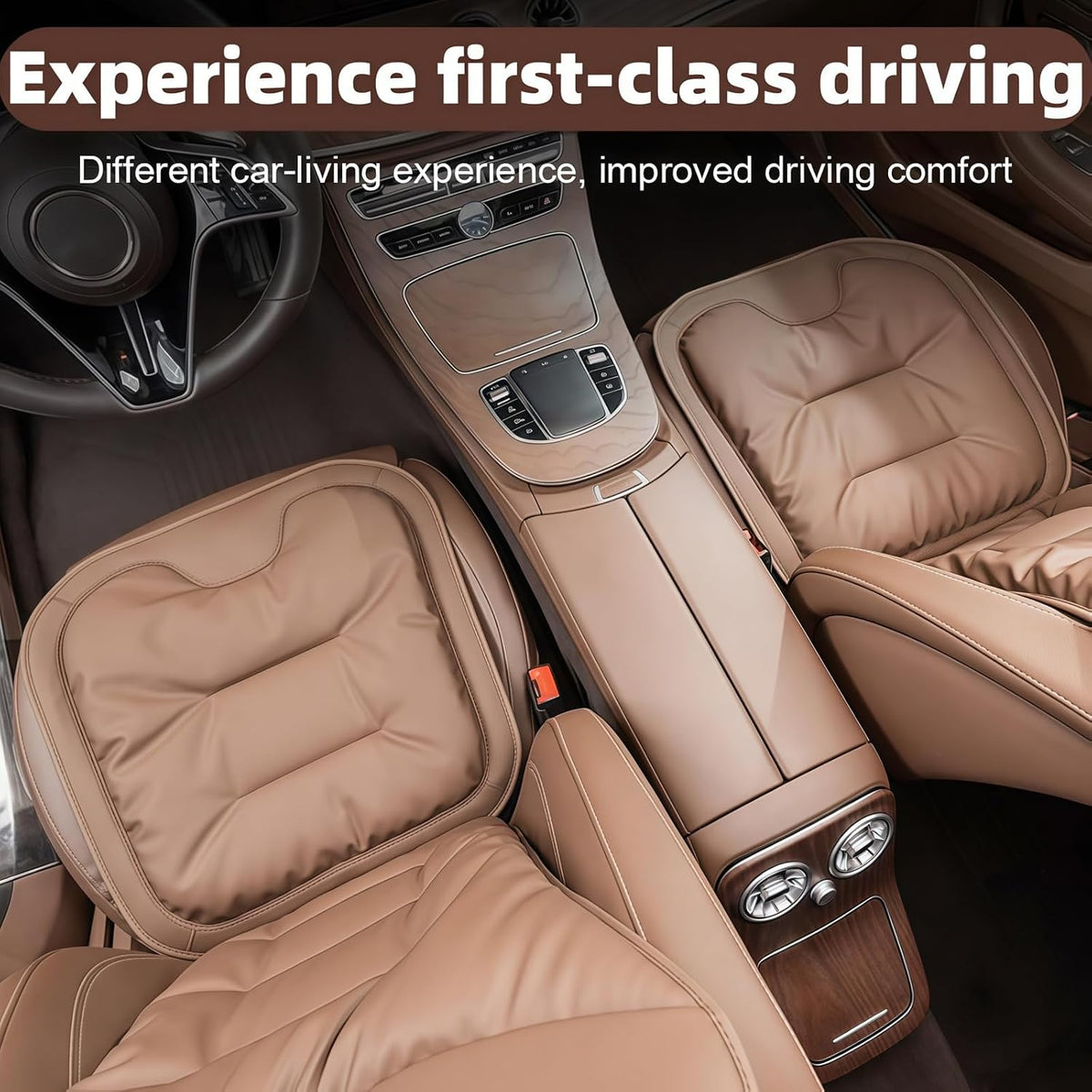 Car Seat Cushion, 2026 New Skin-Friendly Leather Seat Cushions, Breathable Dirt-Repellent Memory Foam Pad for Most Auto & Office Chairs (Black)