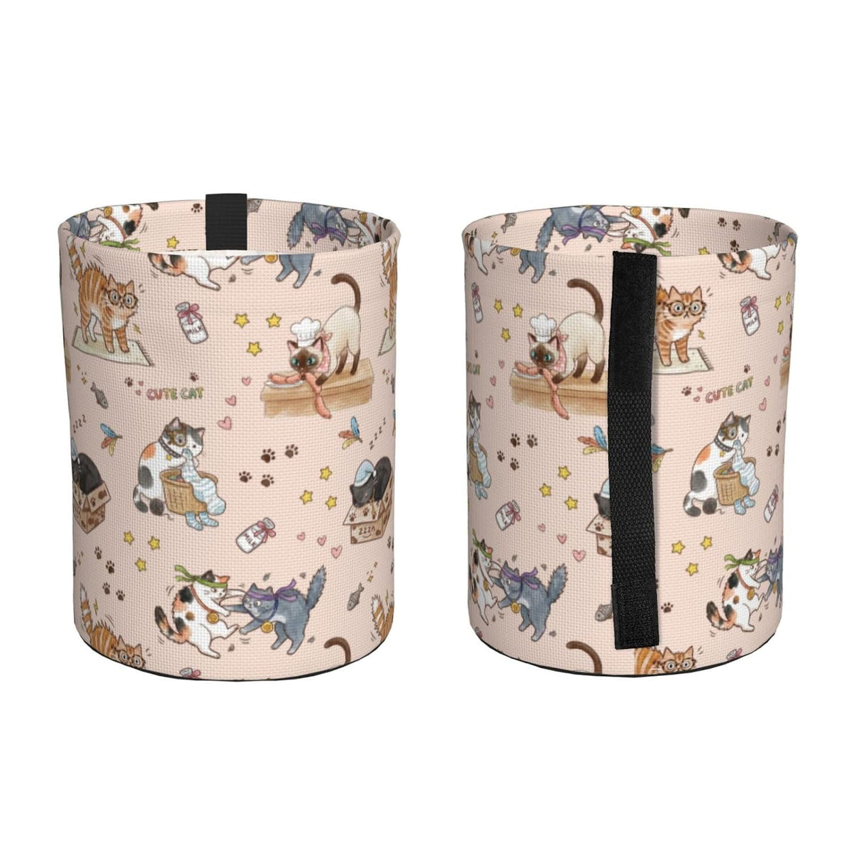 Cute Cats Car Trash can,car Garbage can, car Trash bin, Waterproof and Durable,Collapsible,Cylindrical, with Velcro Fastening Strap, Suitable for All car Models.