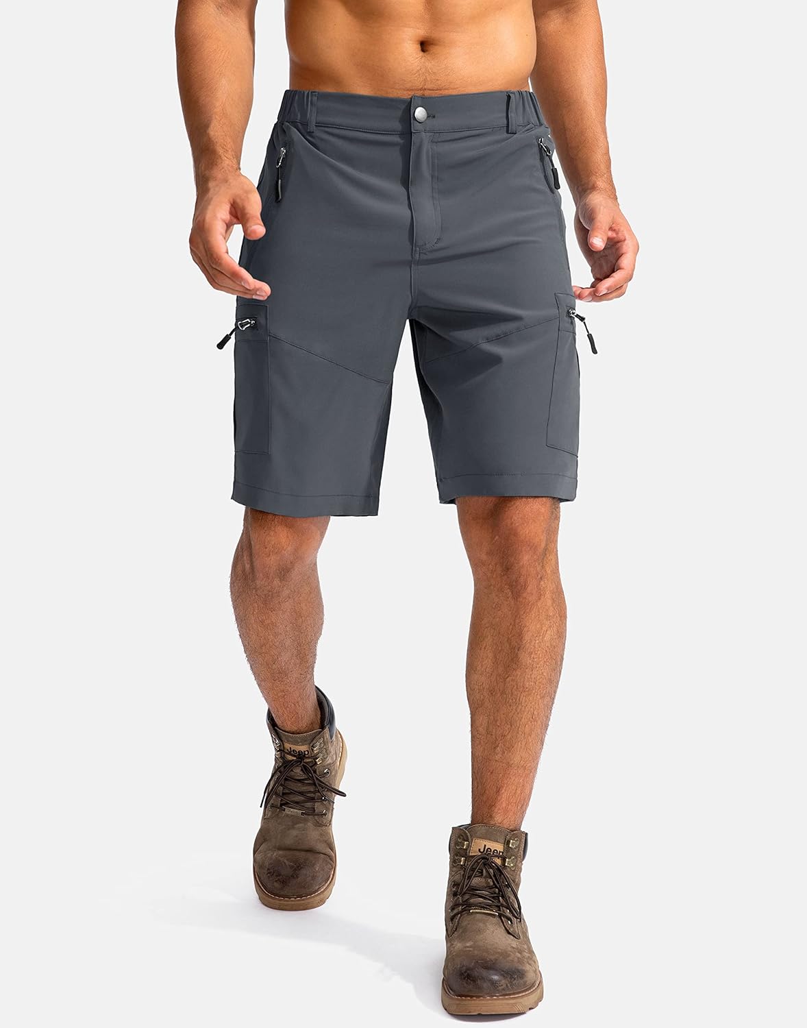 Pudolla Men's Hiking Cargo Shorts - Lightweight Outdoor Shorts with 5 Zipper Pockets | Available in 9"/7"/11" Sizes