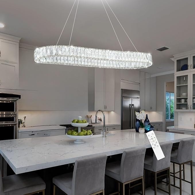 HAIXIANG LED Long Chandeliers for Dining Table Modern Chandelier Dimmable